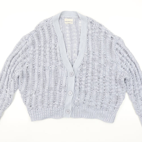 Urban Outfitters Women's Grey Open Knit V-Neck Cardigan M