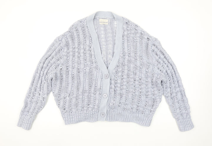 Urban Outfitters Women's Grey Open Knit V-Neck Cardigan M