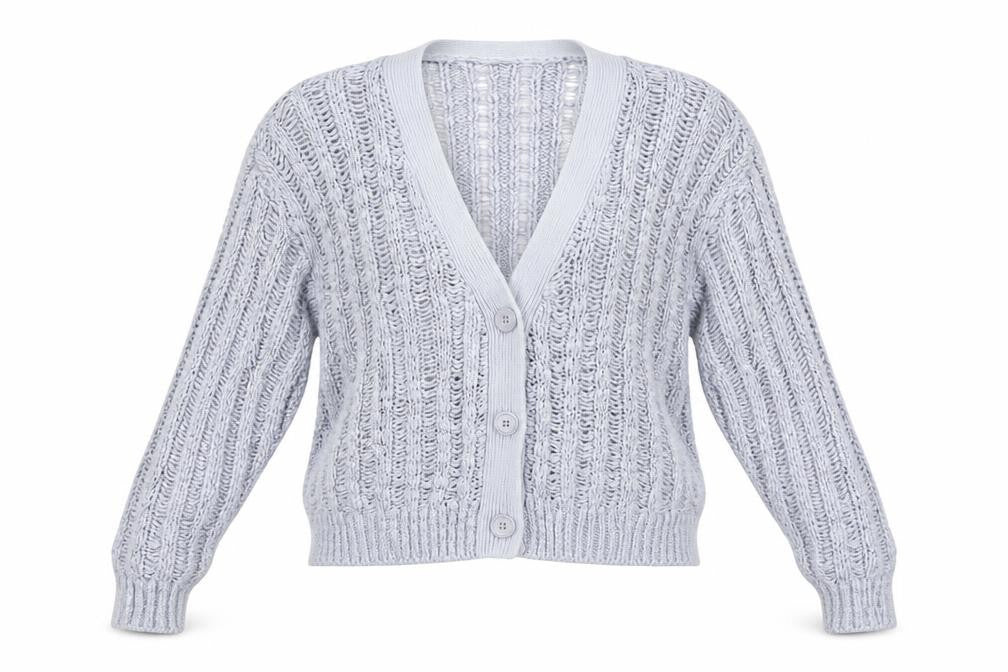 Urban Outfitters Women's Grey Open Knit V-Neck Cardigan M