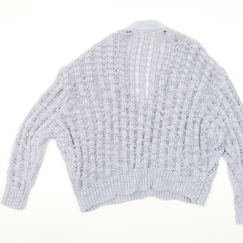 Urban Outfitters Women's Grey Open Knit V-Neck Cardigan M