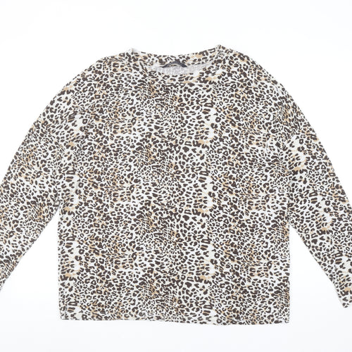 Marks and Spencer Women’s Multicoloured Leopard Print Long Sleeve T-Shirt Size 12
