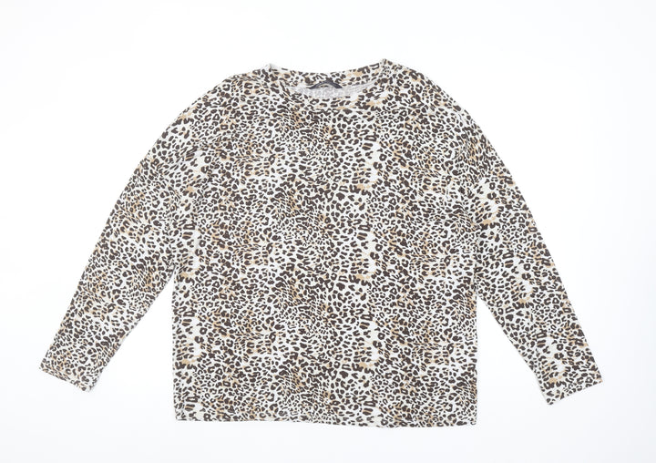 Marks and Spencer Women’s Multicoloured Leopard Print Long Sleeve T-Shirt Size 12