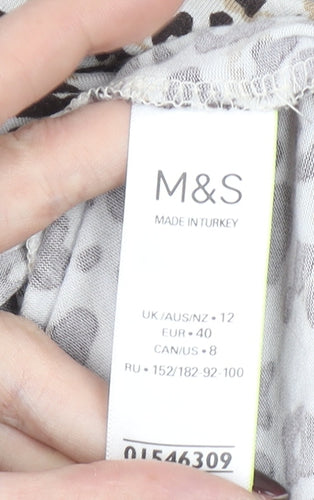 Marks and Spencer Women’s Multicoloured Leopard Print Long Sleeve T-Shirt Size 12