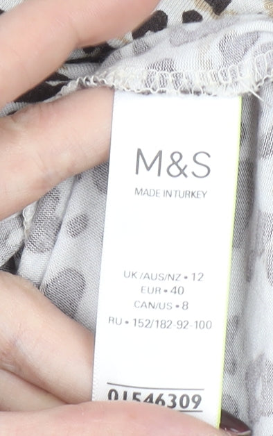 Marks and Spencer Women’s Multicoloured Leopard Print Long Sleeve T-Shirt Size 12