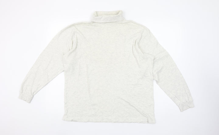 BHS Ivory Roll Neck Long Sleeve Cotton Jersey Top M
