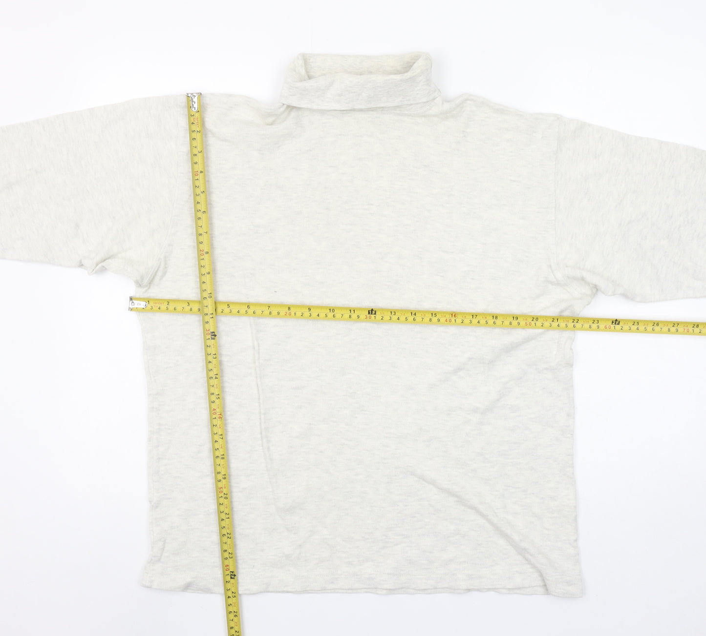BHS Ivory Roll Neck Long Sleeve Cotton Jersey Top M