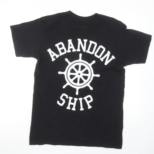 Abandon Ship Men's Black Nautical Graphic Cotton T-Shirt Medium