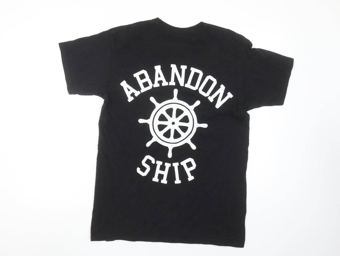 Abandon Ship Men's Black Nautical Graphic Cotton T-Shirt Medium