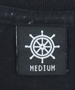 Abandon Ship Men's Black Nautical Graphic Cotton T-Shirt Medium