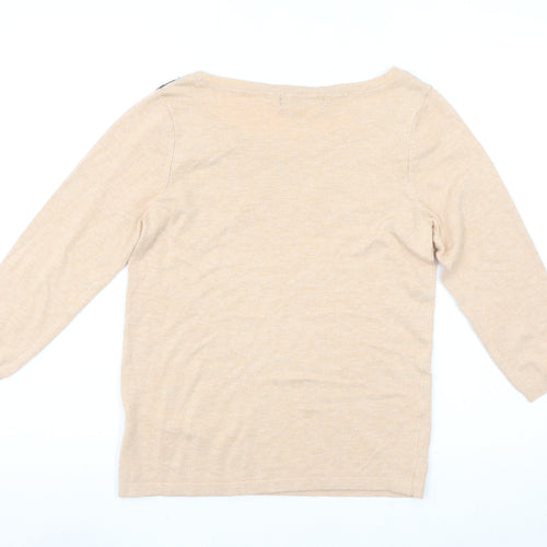 Marks and Spencer Beige Lace Panel 3/4 Sleeve Pullover Jumper M Unisex