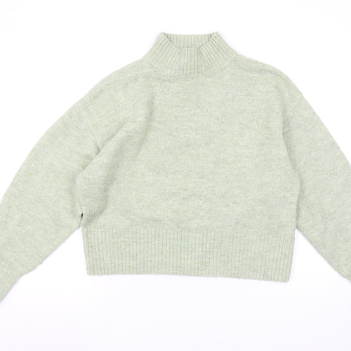 Monki Women's Green Mock Neck Wool Blend Jumper Size S