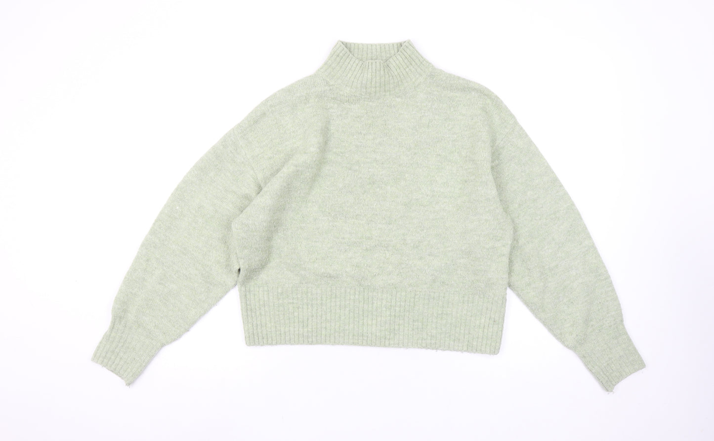 Monki Women's Green Mock Neck Wool Blend Jumper Size S