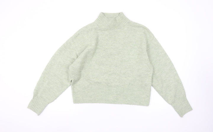 Monki Women's Green Mock Neck Wool Blend Jumper Size S