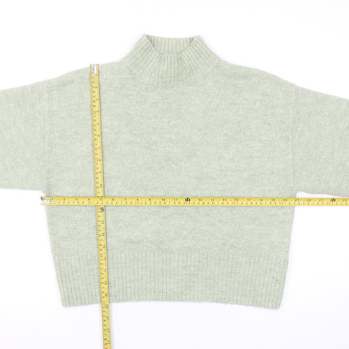 Monki Women's Green Mock Neck Wool Blend Jumper Size S