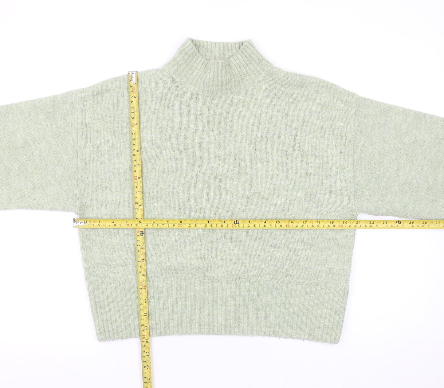 Monki Women's Green Mock Neck Wool Blend Jumper Size S