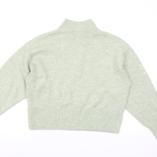 Monki Women's Green Mock Neck Wool Blend Jumper Size S