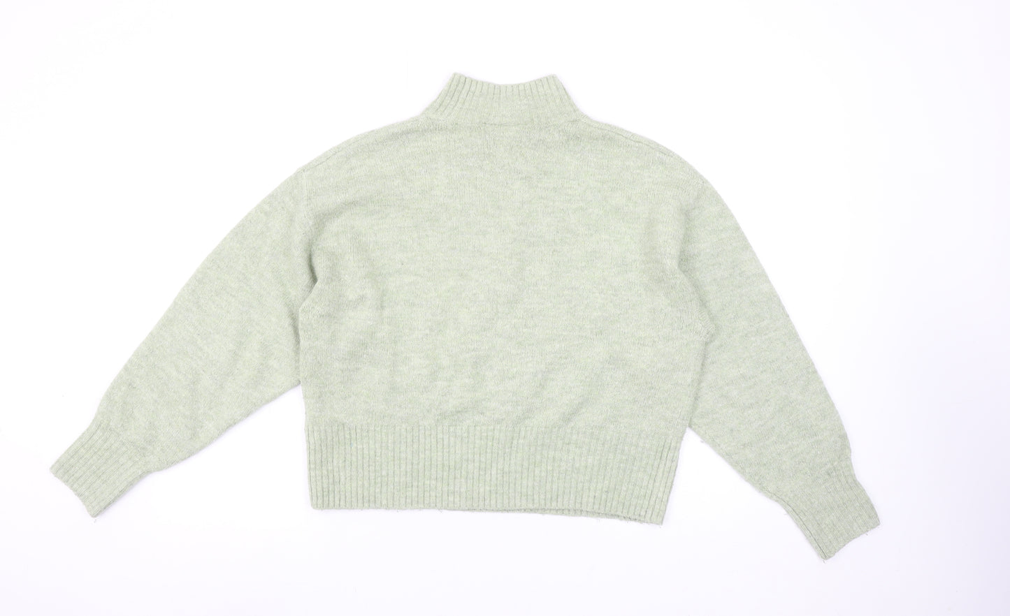 Monki Women's Green Mock Neck Wool Blend Jumper Size S