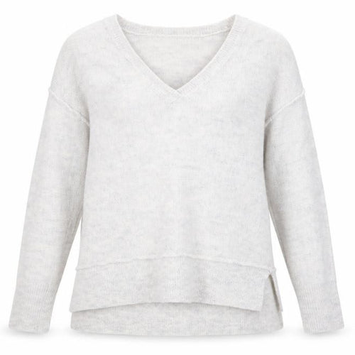 Mint Velvet Women's Grey V-Neck Mohair Blend Jumper Size 12