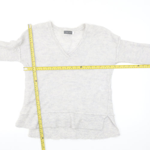 Mint Velvet Women's Grey V-Neck Mohair Blend Jumper Size 12