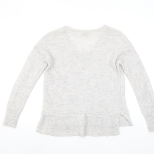 Mint Velvet Women's Grey V-Neck Mohair Blend Jumper Size 12