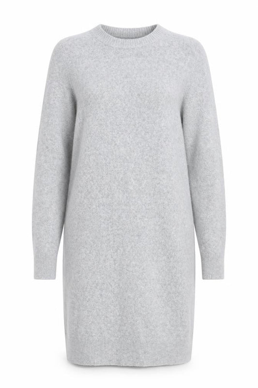 Front view of Vero Moda Women Grey Knit Jumper Dress XS Long Sleeve Winter