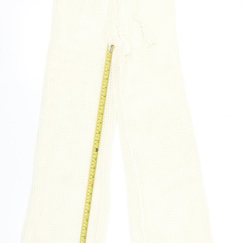 Primark Women’s Ivory Cotton Knit Wide-Leg Drawstring Trousers XS