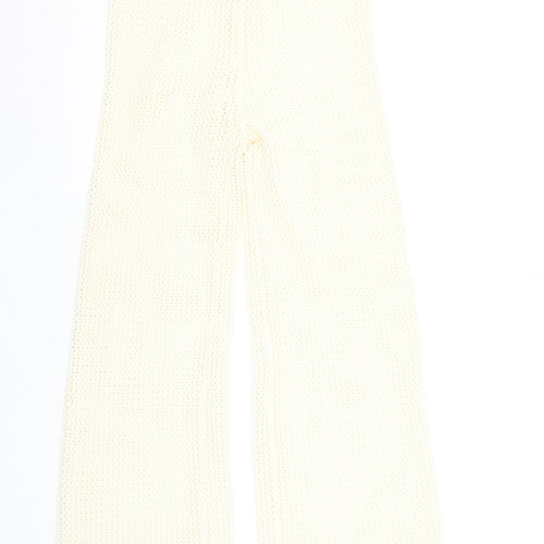 Primark Women’s Ivory Cotton Knit Wide-Leg Drawstring Trousers XS