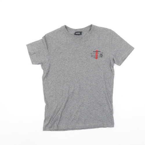 Diesel Boys Grey 10 Years Basic Logo Cotton T-Shirt