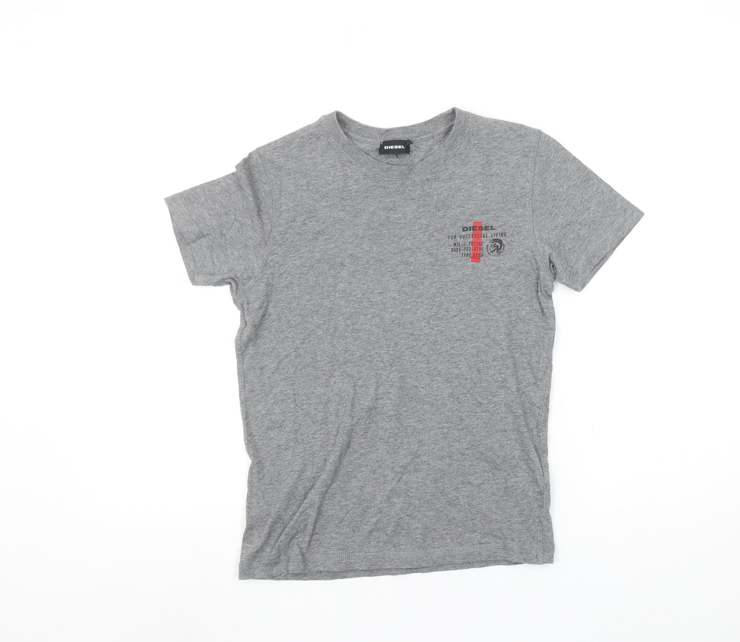 Diesel Boys Grey 10 Years Basic Logo Cotton T-Shirt