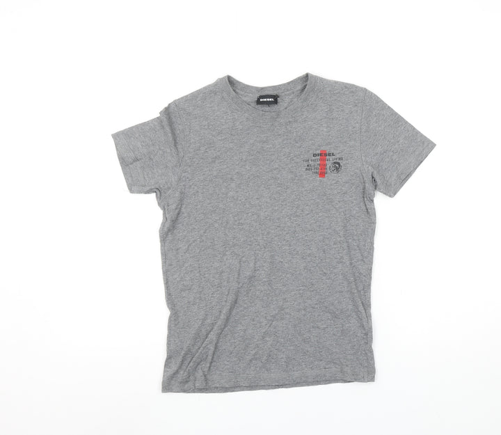 Diesel Boys Grey 10 Years Basic Logo Cotton T-Shirt