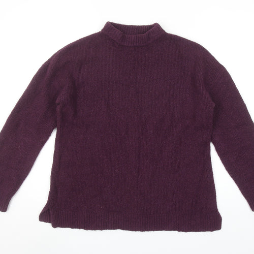 Gap Women's Purple Mock Neck Wool Blend Knit Jumper Size S