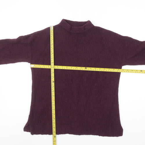 Gap Women's Purple Mock Neck Wool Blend Knit Jumper Size S
