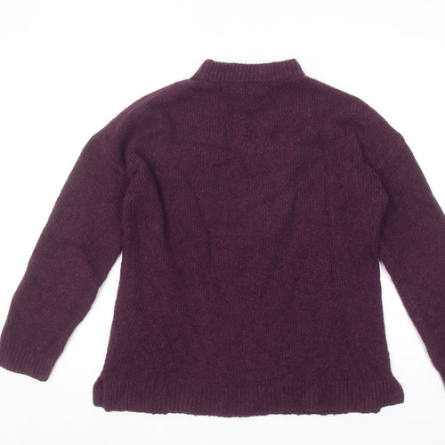 Gap Women's Purple Mock Neck Wool Blend Knit Jumper Size S