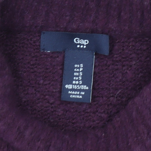 Gap Women's Purple Mock Neck Wool Blend Knit Jumper Size S