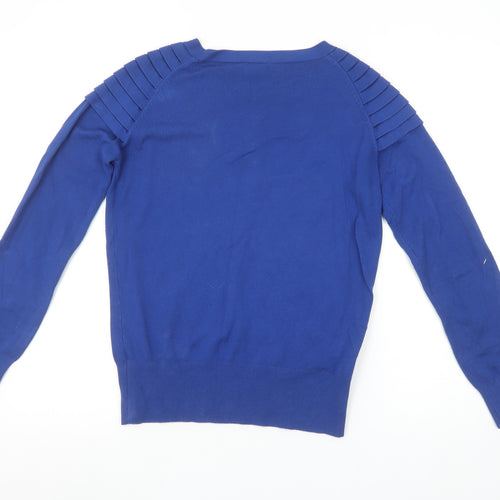 CC Women Blue V-Neck Long Sleeve Pullover Jumper Size S