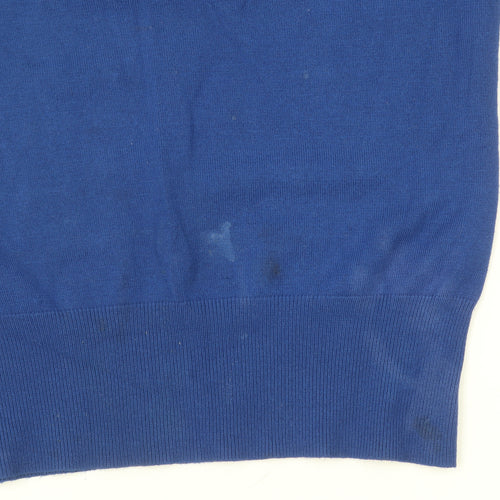 CC Women Blue V-Neck Long Sleeve Pullover Jumper Size S