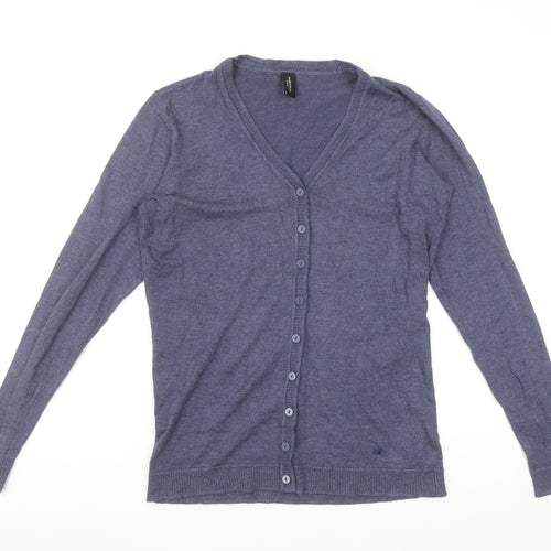 Piazza Italia Women Blue Cardigan Knit Long Sleeve V-Neck Size S
