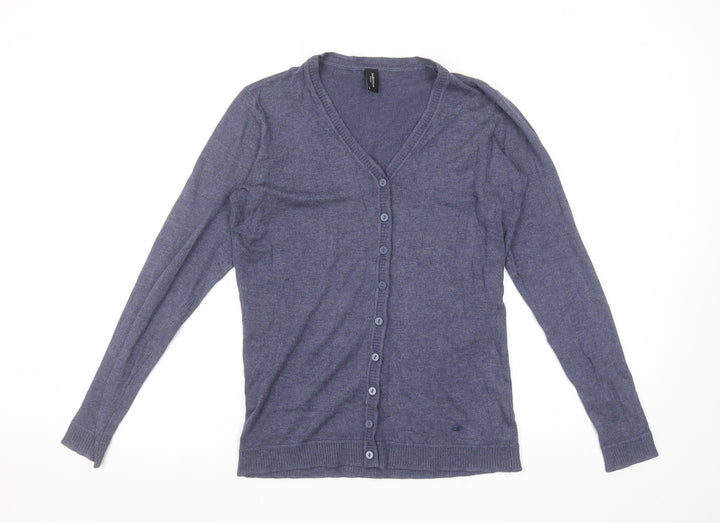 Piazza Italia Women Blue Cardigan Knit Long Sleeve V-Neck Size S