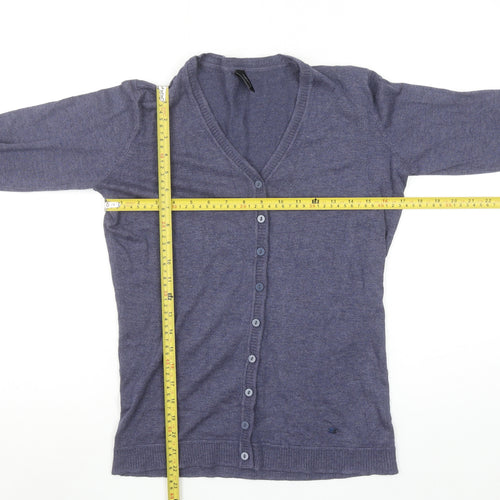 Piazza Italia Women Blue Cardigan Knit Long Sleeve V-Neck Size S