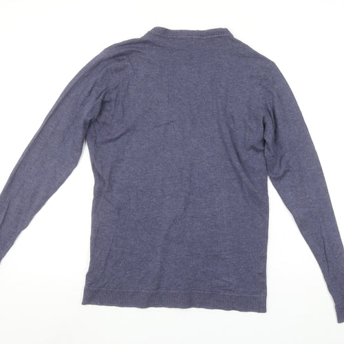 Piazza Italia Women Blue Cardigan Knit Long Sleeve V-Neck Size S