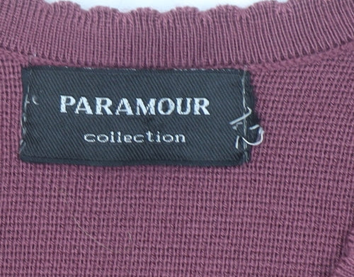 Paramour Collection Womens Purple XL Embroidered Knit Cardigan