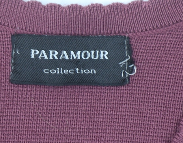 Paramour Collection Womens Purple XL Embroidered Knit Cardigan