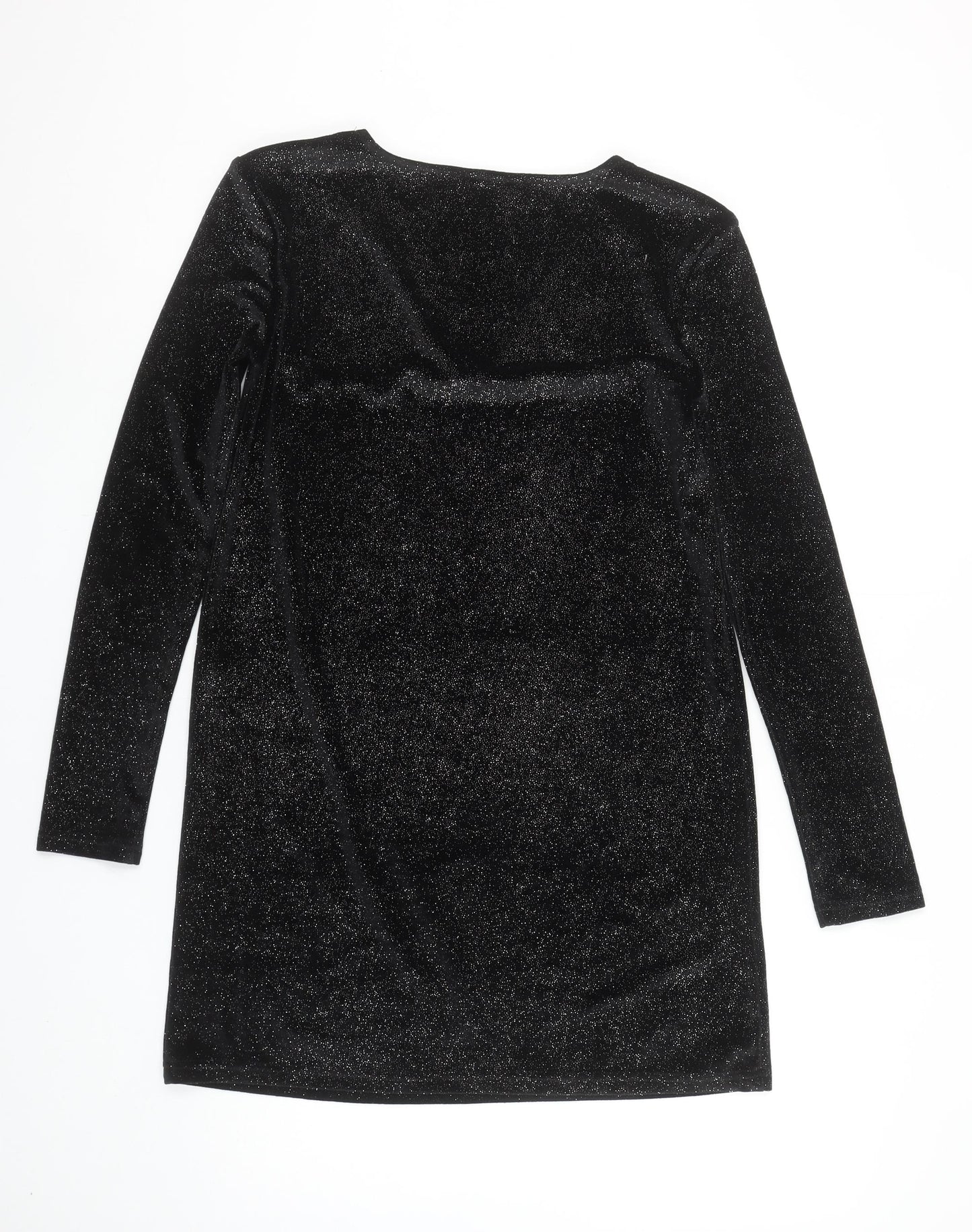 Stradivarius Women Black Glitter Bodycon Short Velvet Dress Size S