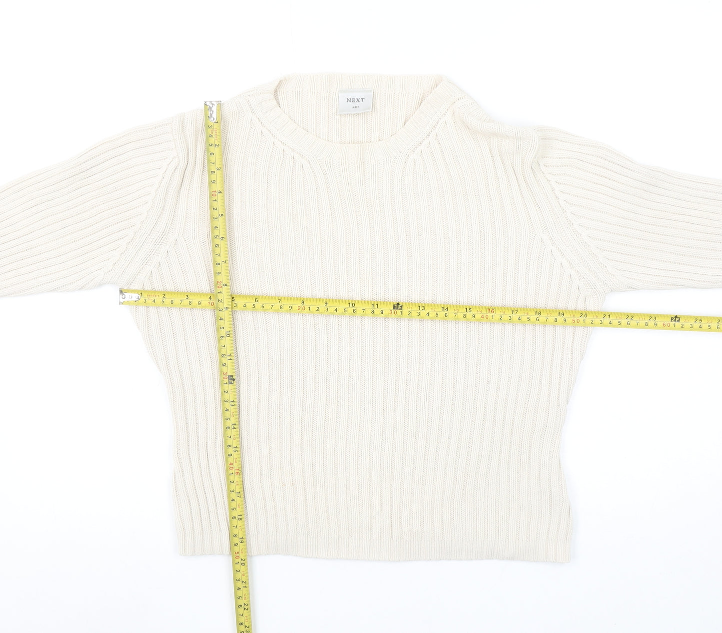 Next Women’s Ivory Ribbed Cotton Knit Jumper Size L