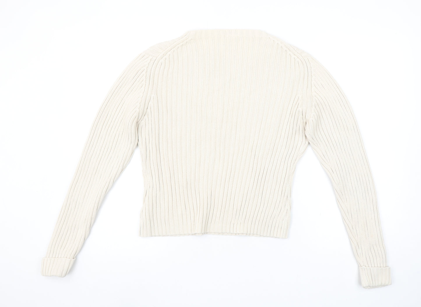 Next Women’s Ivory Ribbed Cotton Knit Jumper Size L