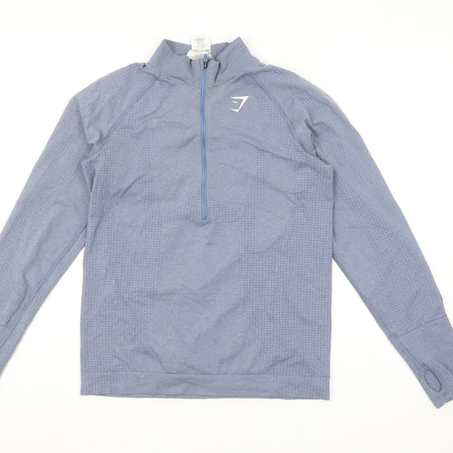 Gymshark Womens Blue Long Sleeve 1/4 Zip Lightweight Activewear Top L