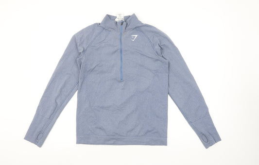 Gymshark Womens Blue Long Sleeve 1/4 Zip Lightweight Activewear Top L
