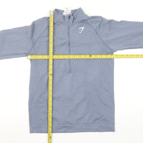 Gymshark Womens Blue Long Sleeve 1/4 Zip Lightweight Activewear Top L