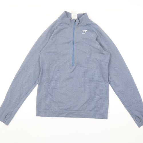 Gymshark Womens Blue Long Sleeve 1/4 Zip Lightweight Activewear Top L