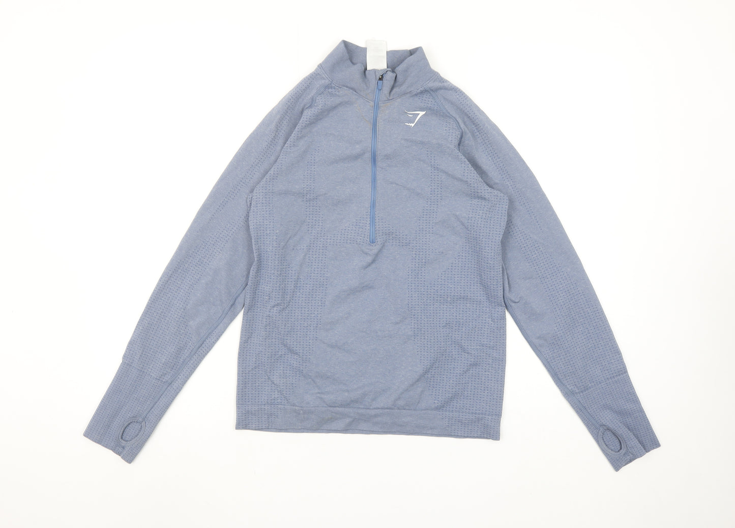 Gymshark Womens Blue Long Sleeve 1/4 Zip Lightweight Activewear Top L